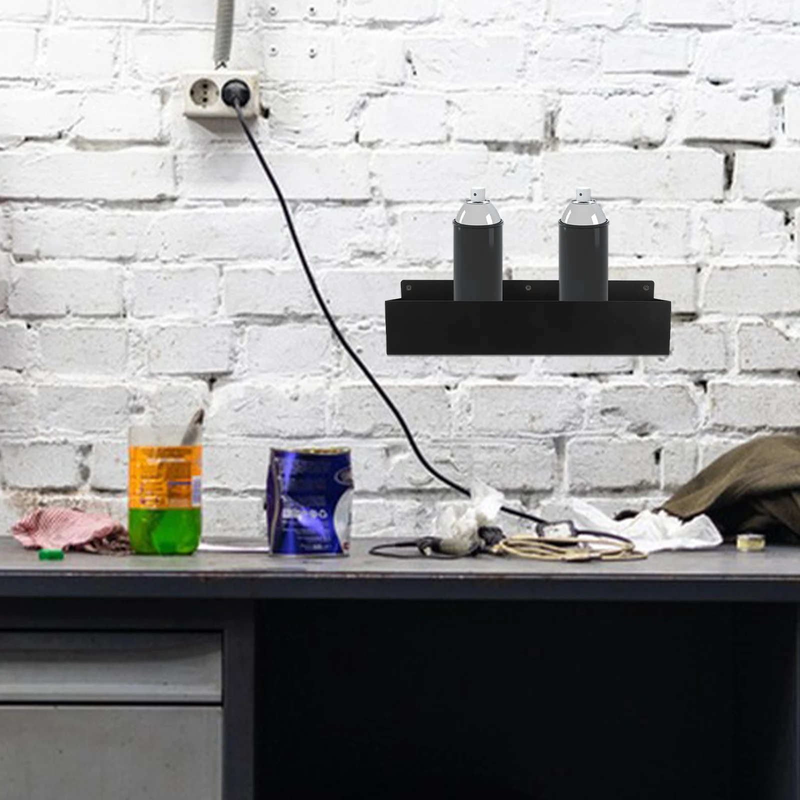 Aerosol Can Holder Wall Mounted Tool Storage Rack Black Shelf Garage Spray Bottle Organizer Workshop Shelving Electric
Aerosol Can Holder Wall Mounted Tool Storage Rack Black Shelf Garage Spray Bottle Organizer Workshop Shelving Electric
