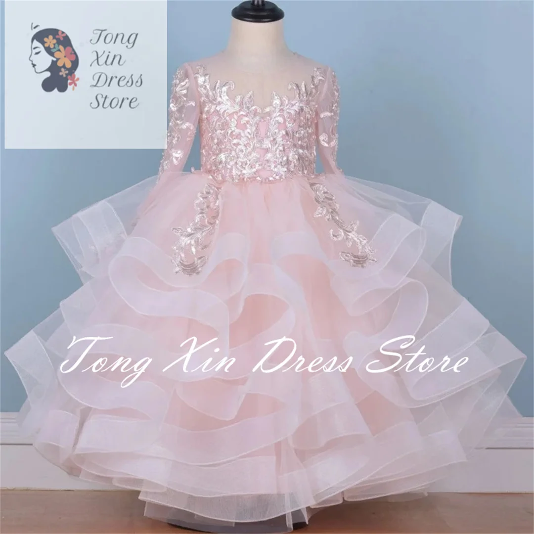Pink Flower Girl Dresses Tulle Puffy Tiered Flory Pattern Long Sleeve For Wedding Birthday Party First Communion Gowns
Pink Flower Girl Dresses Tulle Puffy Tiered Flory Pattern Long Sleeve For Wedding Birthday Party First Communion Gowns