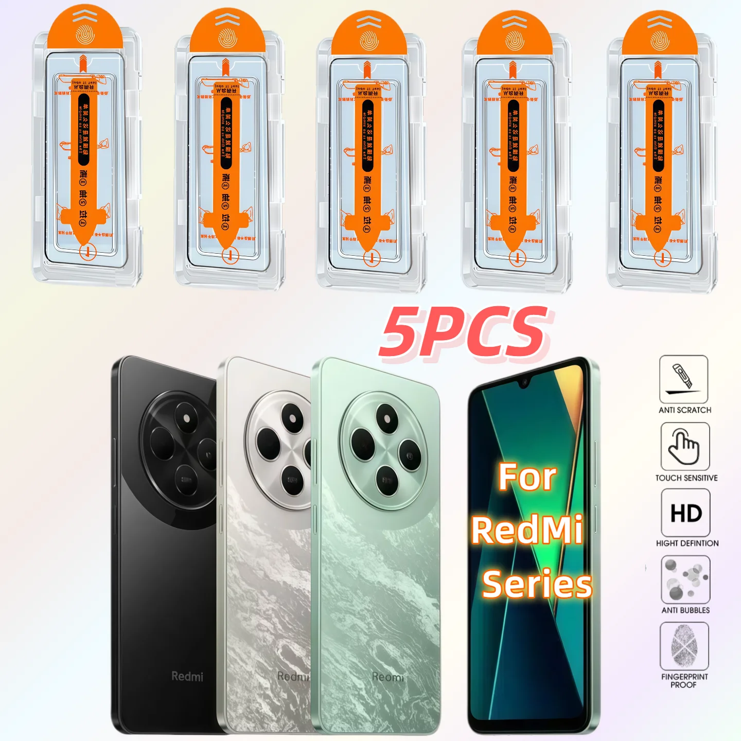 5PCS HD Tempered Glass Screen Protector with 9H Hardness for Redmi 8A/9/10A/10X Pro/12/12C/13C/14C/14R
5PCS HD Tempered Glass Screen Protector with 9H Hardness for Redmi 8A/9/10A/10X Pro/12/12C/13C/14C/14R