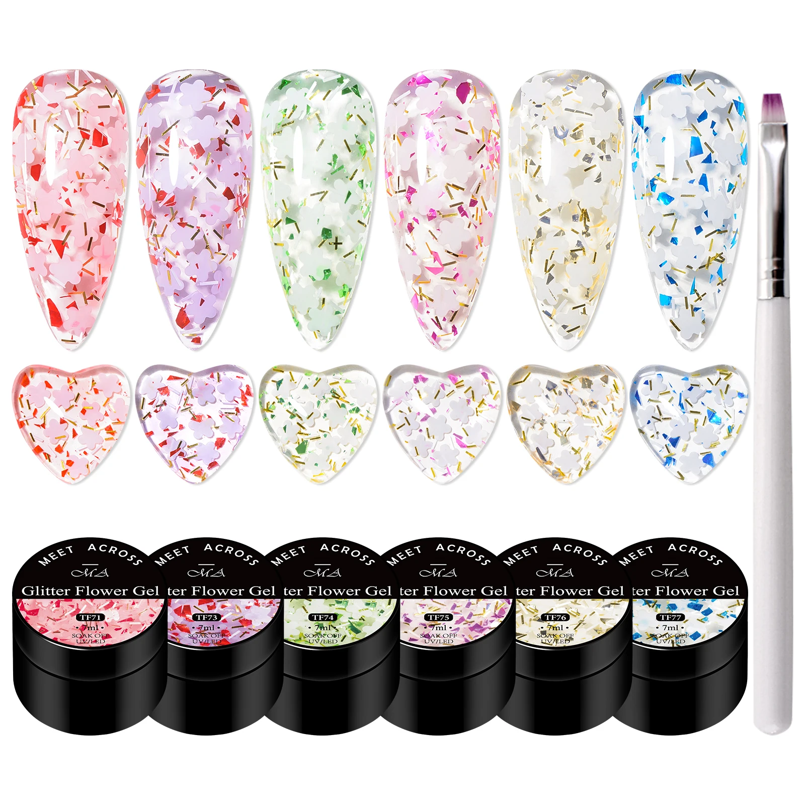 6Pcs/Set Dried Flower Gel Nail Polish Gold Foil Glitter Nail Art Gel Semi-Permanent Soak Off UV LED Painting Varnish With Brush
6Pcs/Set Dried Flower Gel Nail Polish Gold Foil Glitter Nail Art Gel Semi-Permanent Soak Off UV LED Painting Varnish With Brush
