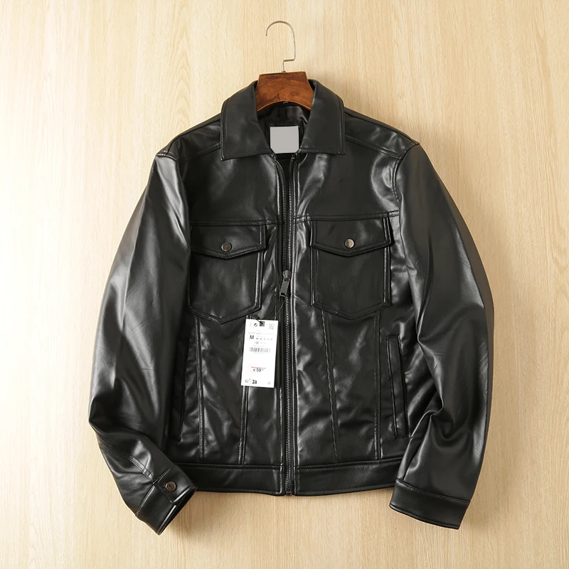 Washed PU Leather Biker Jacket Slim Fit Double Pocket Simple Men's Autumn Winter Fashion City Style Collar Design Men's Coat
Washed PU Leather Biker Jacket Slim Fit Double Pocket Simple Men's Autumn Winter Fashion City Style Collar Design Men's Coat