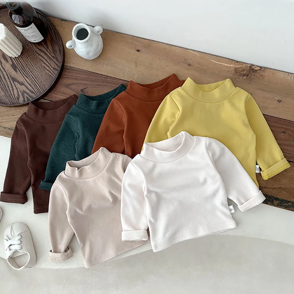 Infant Solid Color Velvet Semi-High Neck Warm Casual Base Tops For Baby Boys Girls Fall Winter Simple Children's Fleece T-Shirt
Infant Solid Color Velvet Semi-High Neck Warm Casual Base Tops For Baby Boys Girls Fall Winter Simple Children's Fleece T-Shirt