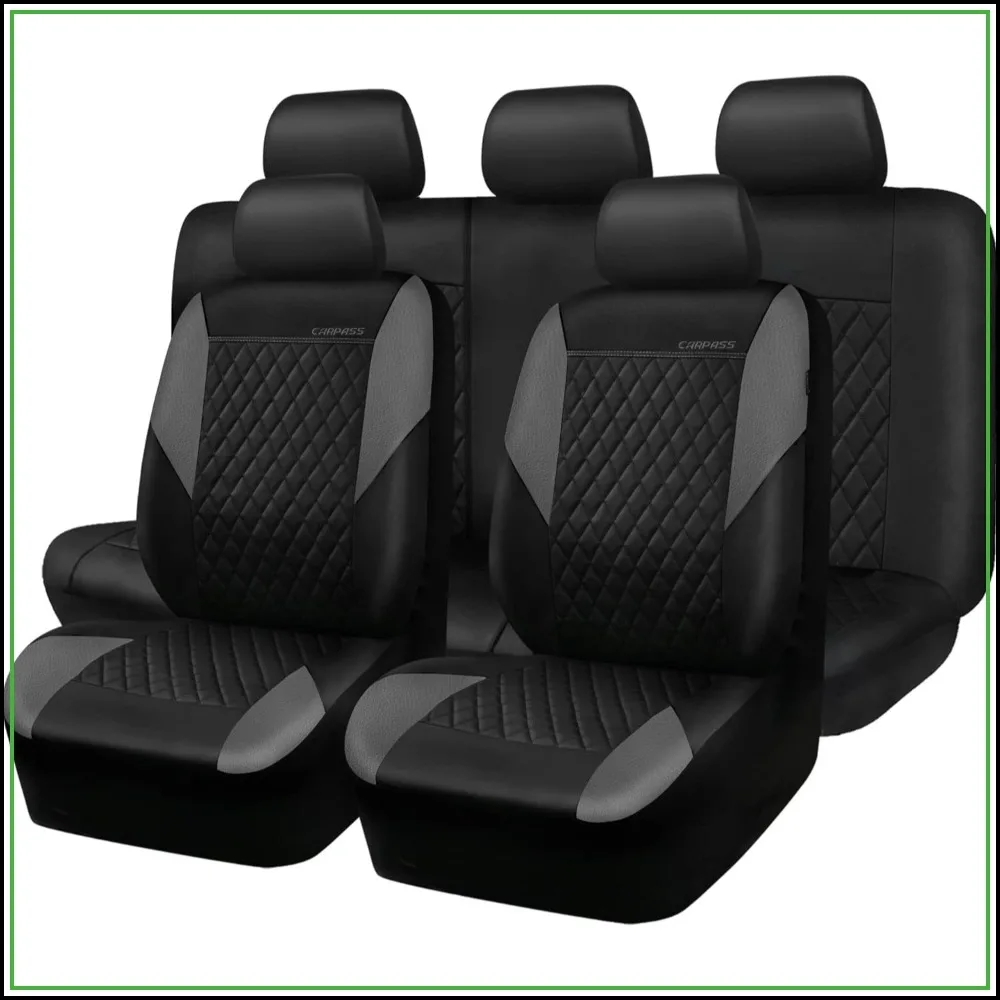 Quilting Leather Seat Covers Full Set, Waterproof Deluxe PU, 5mm Sponge, Airbag Compatible, Front Rear for Sedan SUV Van, Gray
Quilting Leather Seat Covers Full Set, Waterproof Deluxe PU, 5mm Sponge, Airbag Compatible, Front Rear for Sedan SUV Van, Gray