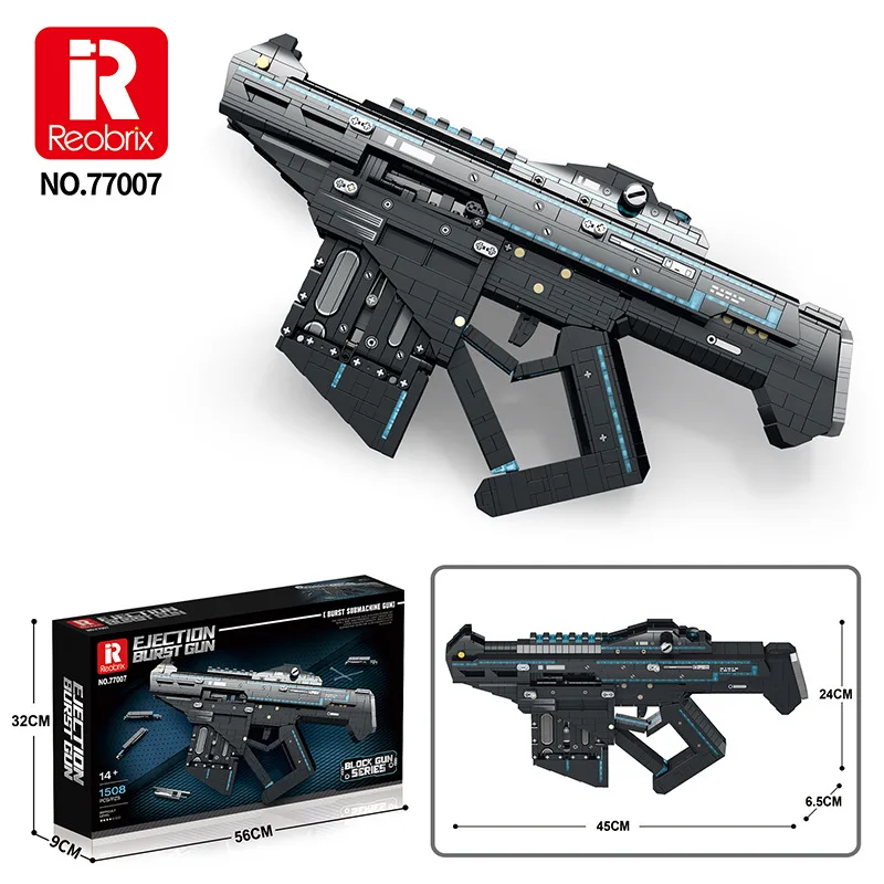 Reobrix 77007 Burst Submachine Gun Model Military Weapon Series DIY Toys Building Blocks Boy Christmas Gift 1508Pcs
Reobrix 77007 Burst Submachine Gun Model Military Weapon Series DIY Toys Building Blocks Boy Christmas Gift 1508Pcs