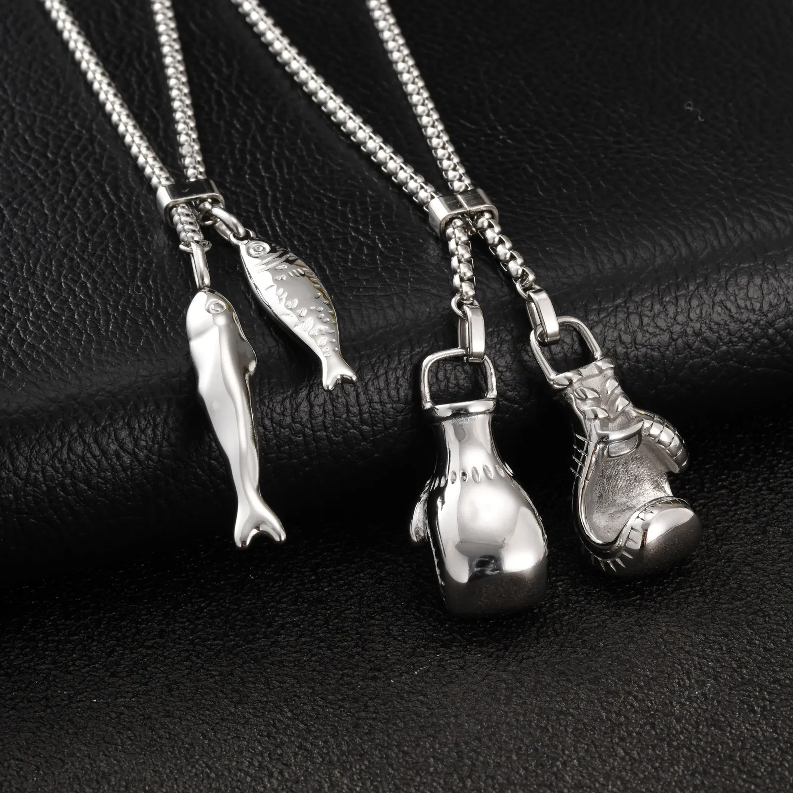 Vnox Boxing Glove Pendant Necklaces for Him, Cute Fish Charm Stainless Steel Waterproof Silver Plated Box Chain, 80cm Long Chain
Vnox Boxing Glove Pendant Necklaces for Him, Cute Fish Charm Stainless Steel Waterproof Silver Plated Box Chain, 80cm Long Chain