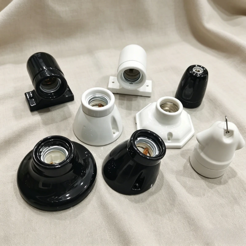 Vintage E27 Porcelain Lamp Holder Black White Ceramic Bulb Socket Wall Ceiling Mount Base High Temp Resistant Edison Bulb Base
Vintage E27 Porcelain Lamp Holder Black White Ceramic Bulb Socket Wall Ceiling Mount Base High Temp Resistant Edison Bulb Base