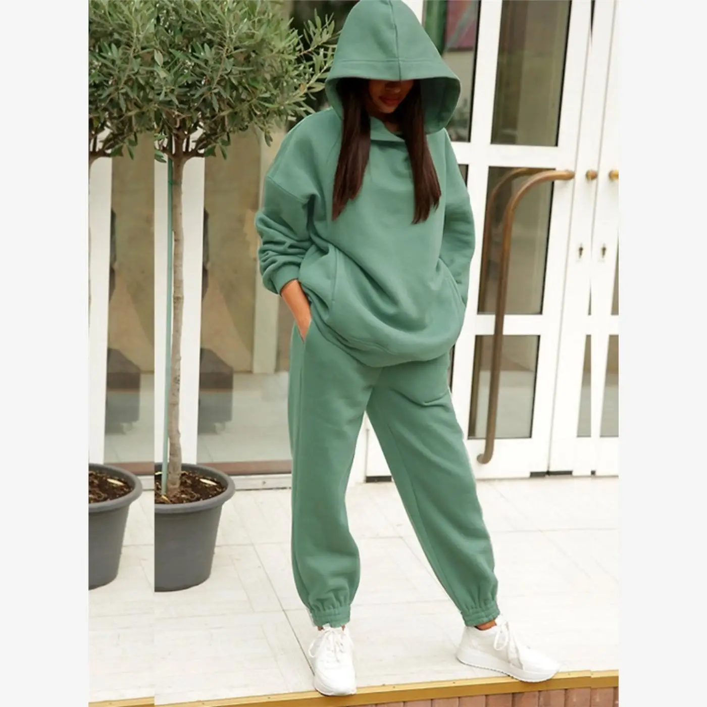 Casual Loose Fleece Lined Hoodie Sweatshirt And Pants Two Piece Set Women's Street Style Long Sleeve Regular Length Hooded
Casual Loose Fleece Lined Hoodie Sweatshirt And Pants Two Piece Set Women's Street Style Long Sleeve Regular Length Hooded