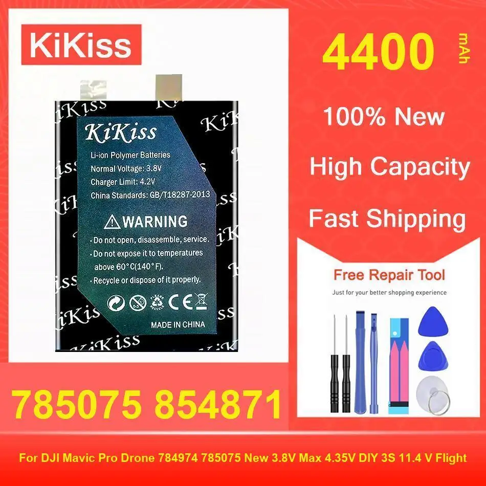 Kikiss Battery 4400Mah 785075 854871 For DJI Mavic Pro Drone 784974 New 3.8V Max 4.35V DIY 3S 11.4 V Flight
Kikiss Battery 4400Mah 785075 854871 For DJI Mavic Pro Drone 784974 New 3.8V Max 4.35V DIY 3S 11.4 V Flight