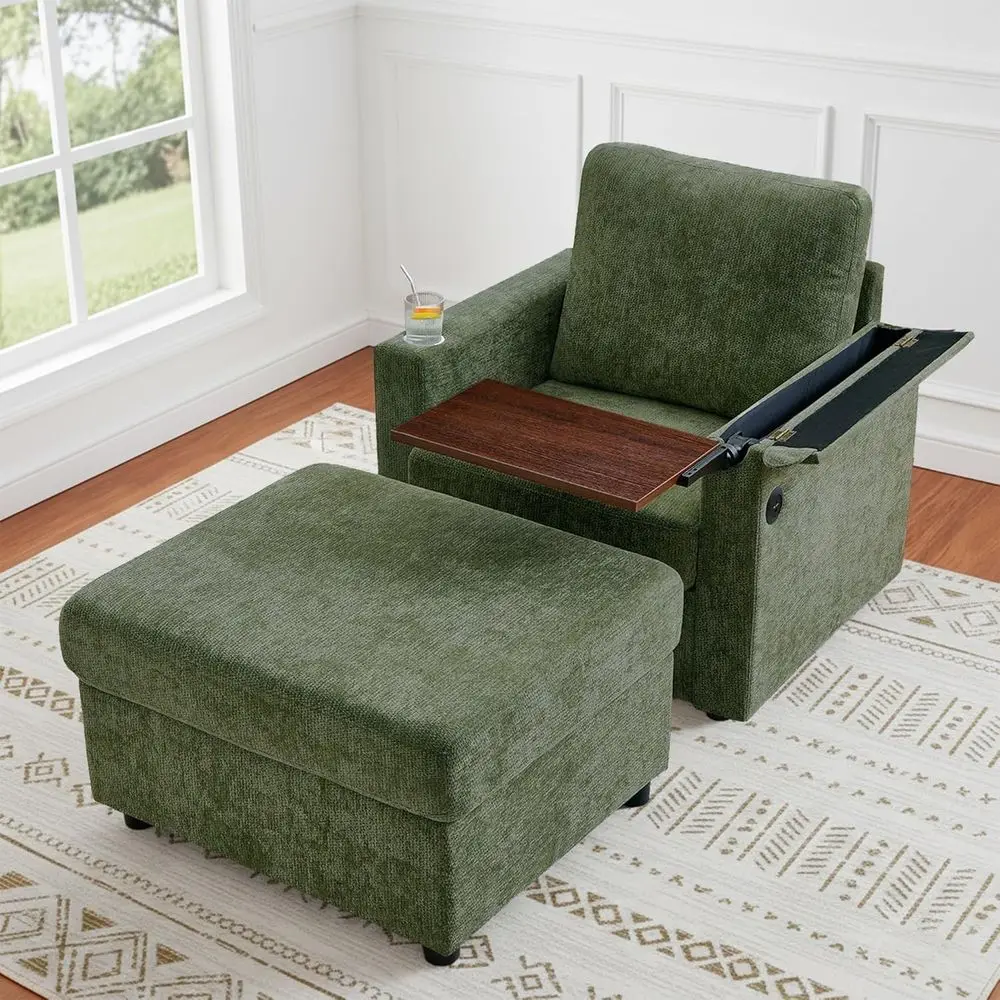 Green Storage Ottoman Accent Chair with Reading and Charging Features for Small Spaces
Green Storage Ottoman Accent Chair with Reading and Charging Features for Small Spaces