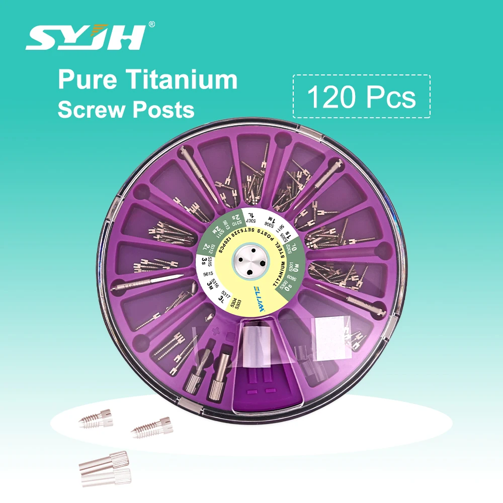 SYJH 120Pcs Dental Titanium Screw Posts Pure Screw Post S/M/L Endodontic Threaded Nail Fixed Teeth Tools Dentistry Materials
SYJH 120Pcs Dental Titanium Screw Posts Pure Screw Post S/M/L Endodontic Threaded Nail Fixed Teeth Tools Dentistry Materials