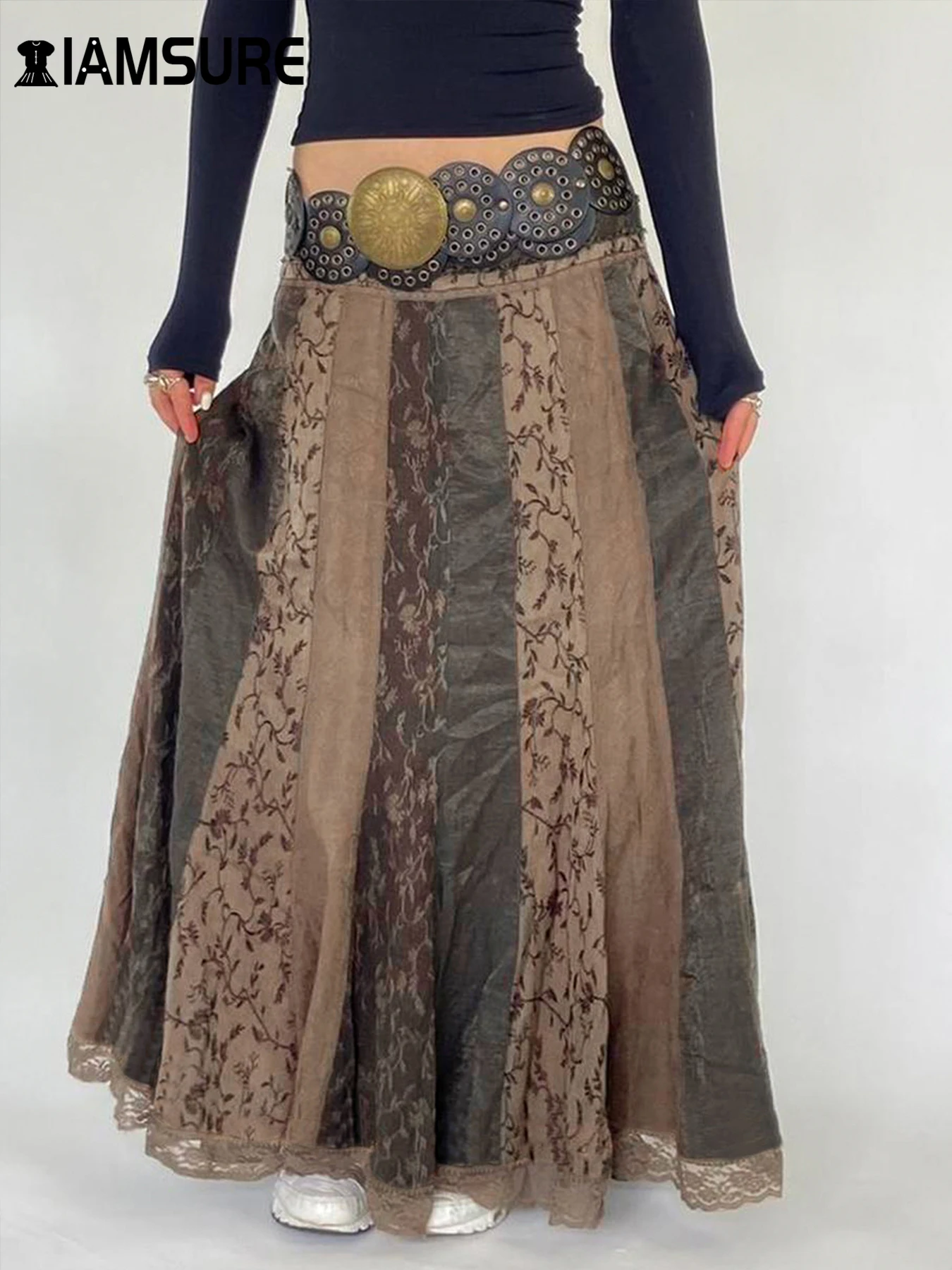 IAMSURE Vintage Patchwork Lace Trim A-Line Skirts Casual Mid-Waisted Maxi Skirts Women 2024 Autumn Winter Fashion Streetwear
IAMSURE Vintage Patchwork Lace Trim A-Line Skirts Casual Mid-Waisted Maxi Skirts Women 2024 Autumn Winter Fashion Streetwear