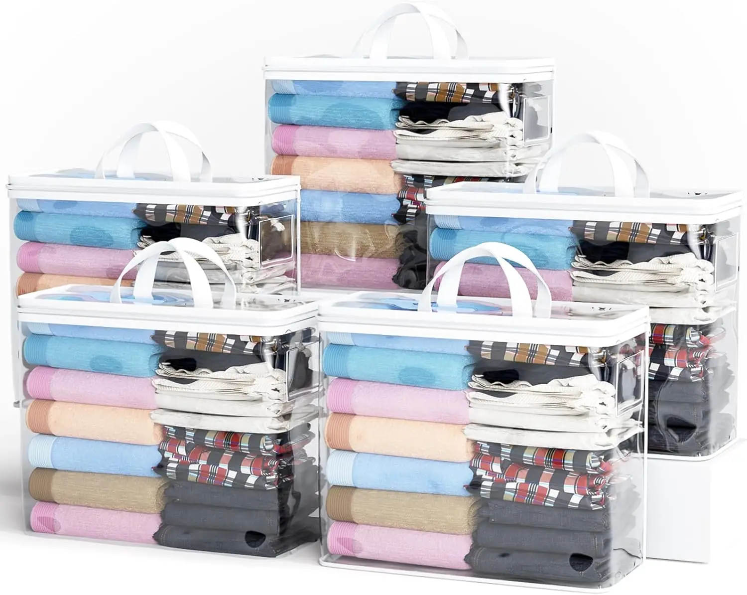 Clear Zippered Storage Bags for Clothes, 22L Blanket Storage for Bedding, Comforters, Books & More, 5 Pack White
Clear Zippered Storage Bags for Clothes, 22L Blanket Storage for Bedding, Comforters, Books & More, 5 Pack White