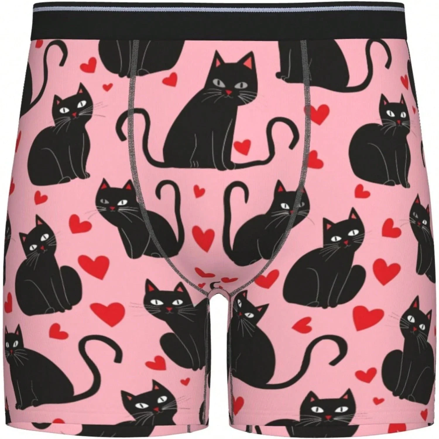 Mens Black Cat And Red Heart Print Boxer Briefs Soft Stretch Polyester Underwear Valentine Gift
Mens Black Cat And Red Heart Print Boxer Briefs Soft Stretch Polyester Underwear Valentine Gift