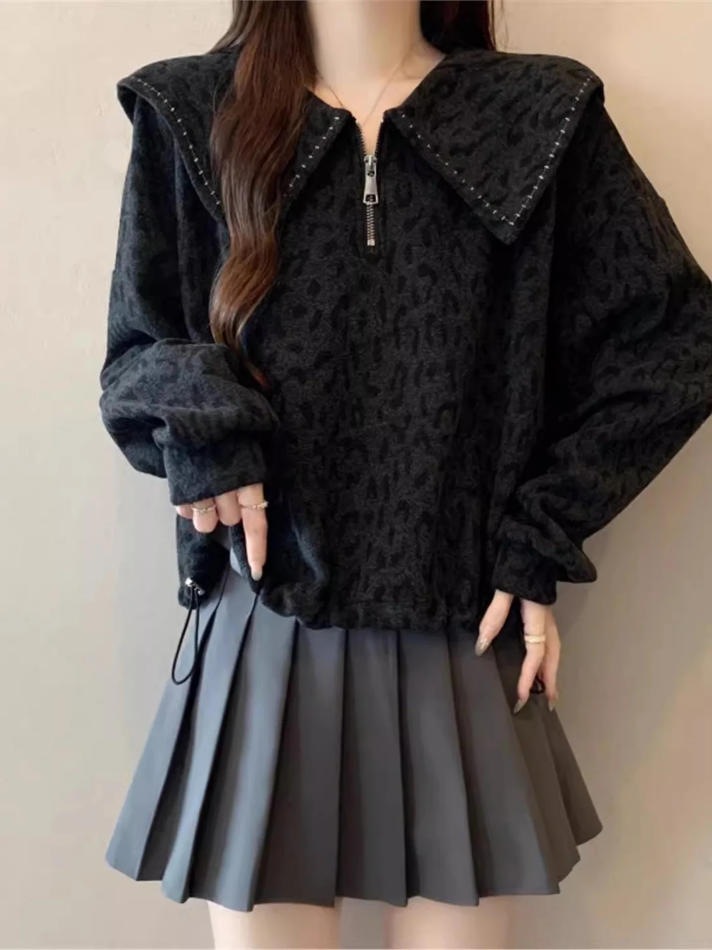 Premium Leopard Print Hoodie Women's Loose Fit Long Sve Dstring Doll Collar oulder-Length Autumn Winter plus Size Top
Premium Leopard Print Hoodie Women's Loose Fit Long Sve Dstring Doll Collar oulder-Length Autumn Winter plus Size Top