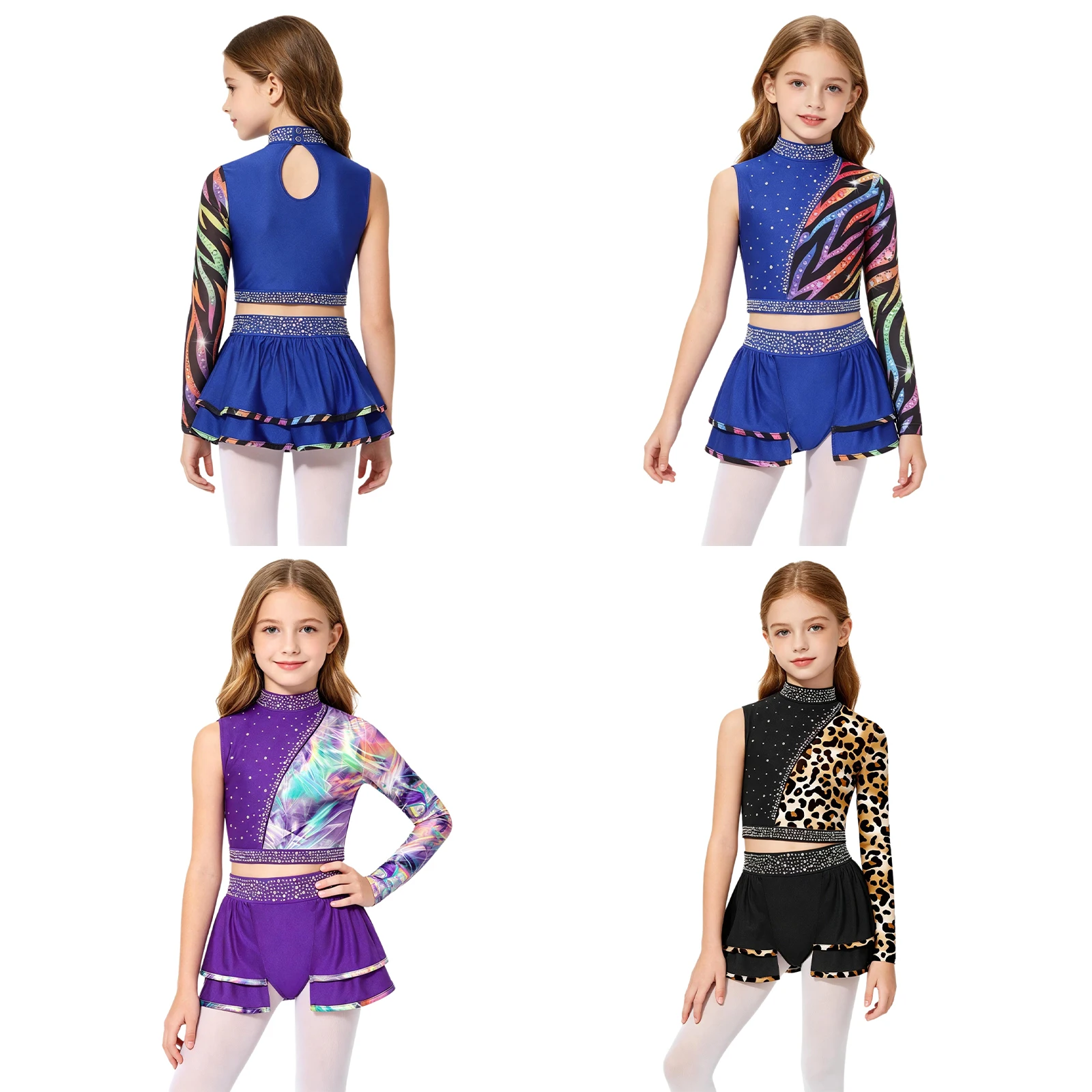 Girls Sparkly Shiny Rhinestone 2 Piece Dance Outfit Asymmetrical Left Long Sleeve Crop Top Skirt Breathable Stage Competition
Girls Sparkly Shiny Rhinestone 2 Piece Dance Outfit Asymmetrical Left Long Sleeve Crop Top Skirt Breathable Stage Competition