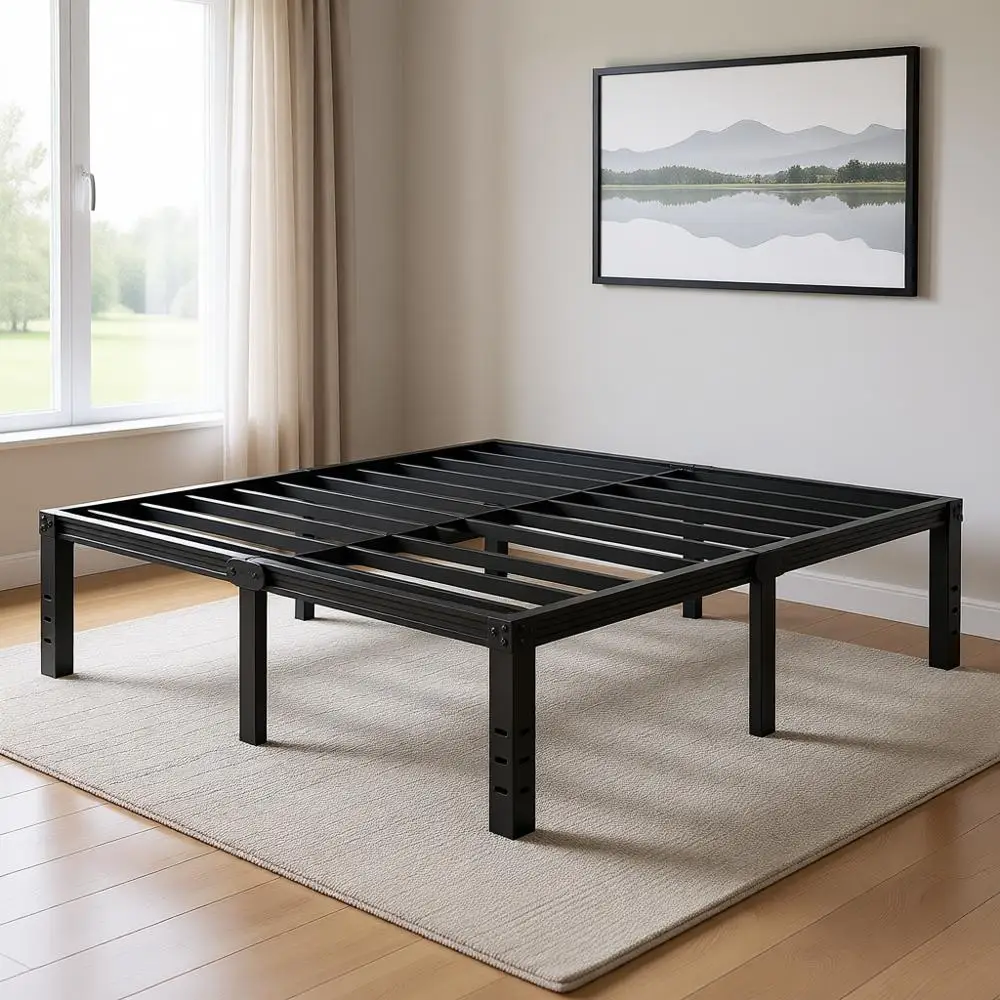 16-дюймовая высокая металлическая кровать размера Queen, в стиле платформы, без пружинного блока, простая сборка, бесшумная, прочная, черная.
16-дюймовая высокая металлическая кровать размера Queen, в стиле платформы, без пружинного блока, простая сборка, бесшумная, прочная, черная.
