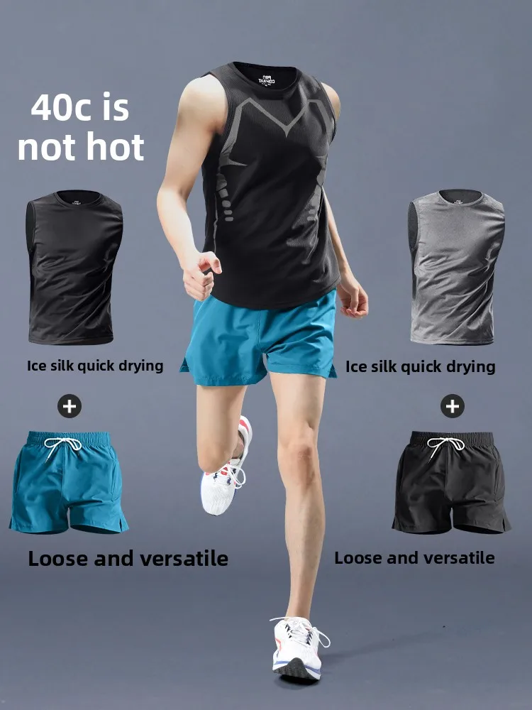 Ice Silk Sports Suit Men's Summer Qui Dry Breathable Vest orts Fitn Running Equipment Morning Run Training Clothes
Ice Silk Sports Suit Men's Summer Qui Dry Breathable Vest orts Fitn Running Equipment Morning Run Training Clothes