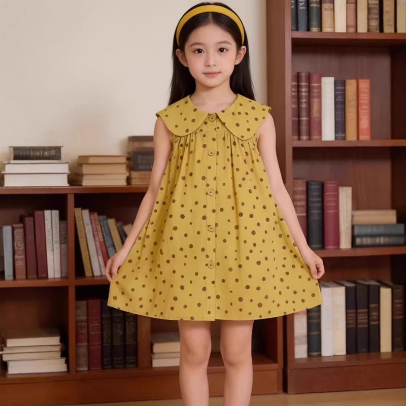 Girls' sleeveless dress2026Summer New Fashionable Polka Dot Collared Baby Girl Vest Dress Princess Dress
Girls' sleeveless dress2026Summer New Fashionable Polka Dot Collared Baby Girl Vest Dress Princess Dress