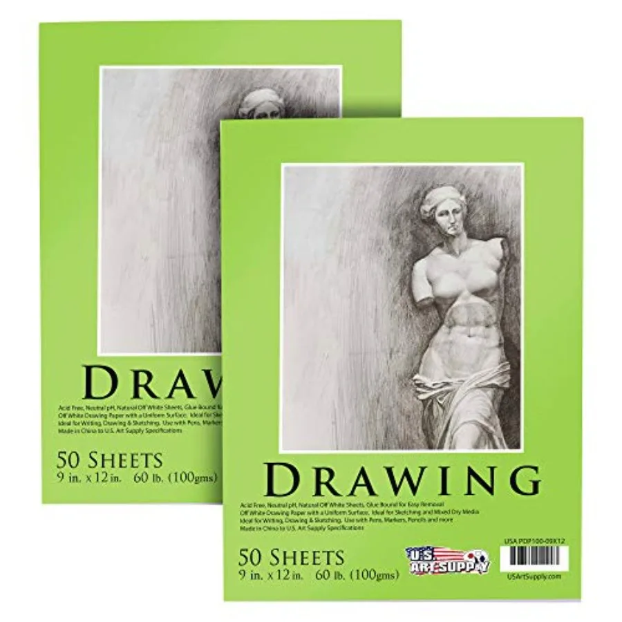 9" x 12" Premium Drawing Pad, Pack of 2 50 Sheets Each,60 lb (100 GSM) - Artist Sketch Book, Mixed Media Paper, Sketchbook for
9" x 12" Premium Drawing Pad, Pack of 2 50 Sheets Each,60 lb (100 GSM) - Artist Sketch Book, Mixed Media Paper, Sketchbook for