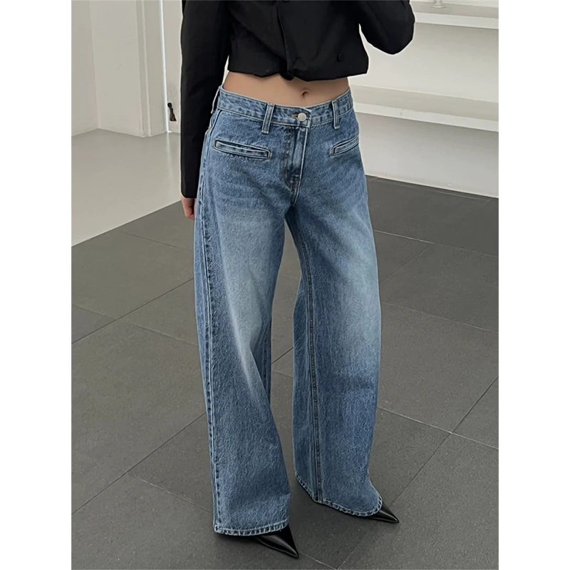 Retro High Waist Wide Leg Denim Jeans Women's Micro Flared Back Lip Pocket mid High Waist Blue Jeans Spring Season Ladies
Retro High Waist Wide Leg Denim Jeans Women's Micro Flared Back Lip Pocket mid High Waist Blue Jeans Spring Season Ladies