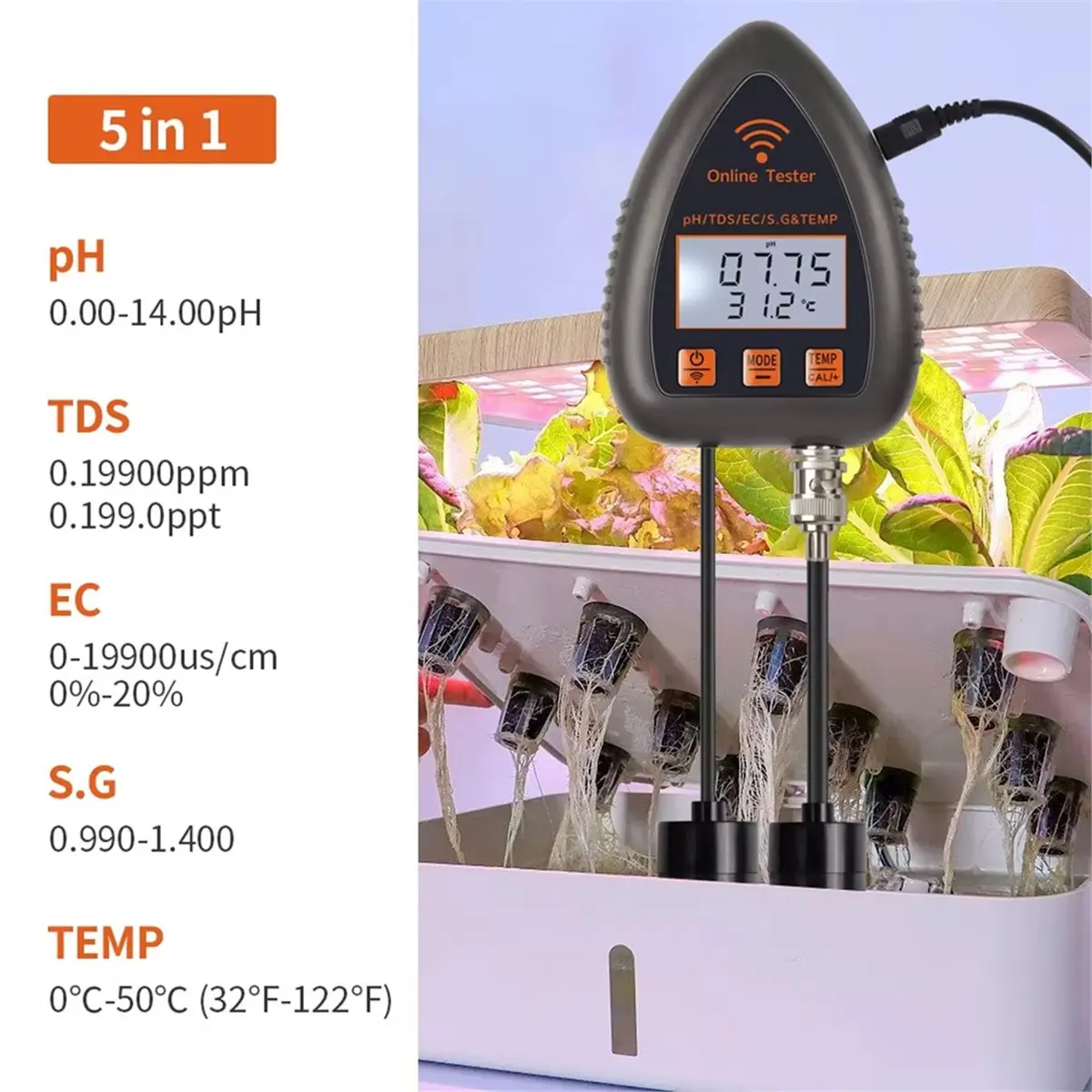 PROMOTION~ Bluetooth WiFi 5 in 1 Water Quality Tester Monitor PH TDS TEMP EC Salinity Analyzer LCD PH Meter for Aquarium EU Plug
PROMOTION~ Bluetooth WiFi 5 in 1 Water Quality Tester Monitor PH TDS TEMP EC Salinity Analyzer LCD PH Meter for Aquarium EU Plug