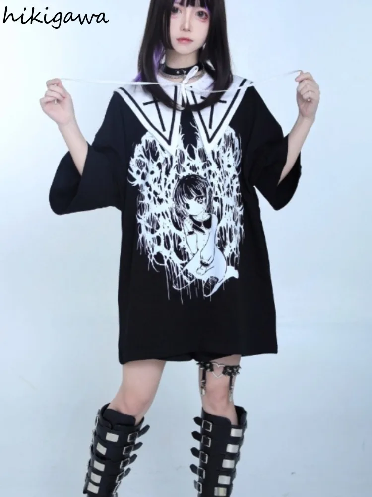 Cotton T Shirts for Women Streetwear Punk Y2k Tops Japanese Goth Tees Short Sleeve Casual Camisetas Chic Summer Oversized Tshirt
Cotton T Shirts for Women Streetwear Punk Y2k Tops Japanese Goth Tees Short Sleeve Casual Camisetas Chic Summer Oversized Tshirt