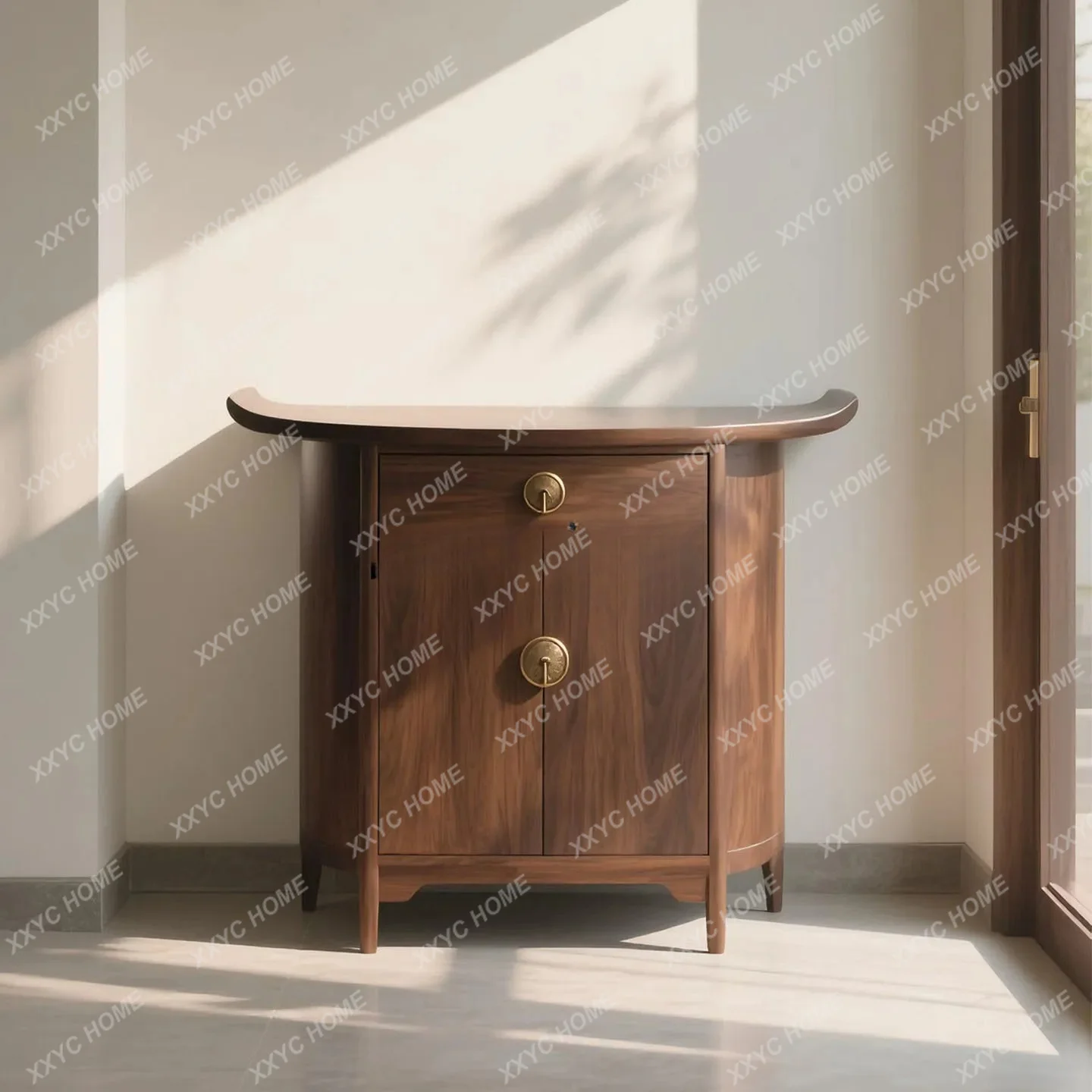 Black Walnut Wood Entryway Cabinet Minimalist Console Table Living Room Solid Wood Semi-Circular Raised Head Cabinet
Black Walnut Wood Entryway Cabinet Minimalist Console Table Living Room Solid Wood Semi-Circular Raised Head Cabinet