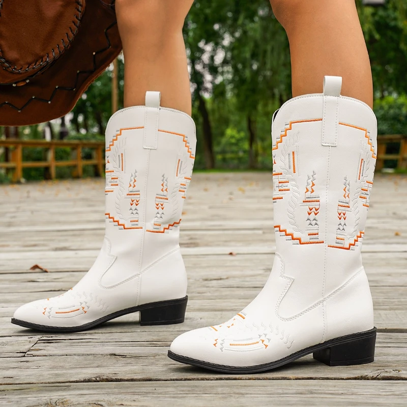 Summer New Embroidered Chunky High-Heel Boots Large Sizes Pointed-Toe Soft Leather Comfortable Boots
Summer New Embroidered Chunky High-Heel Boots Large Sizes Pointed-Toe Soft Leather Comfortable Boots
