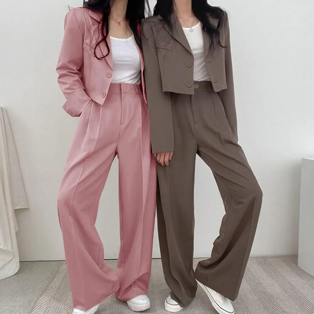 Women's 2 Piece Business Casual Outfit Cropped Blazer Jacket Solid Color Wide Leg Pants Suit Fall Office Work Wear Set
Women's 2 Piece Business Casual Outfit Cropped Blazer Jacket Solid Color Wide Leg Pants Suit Fall Office Work Wear Set
