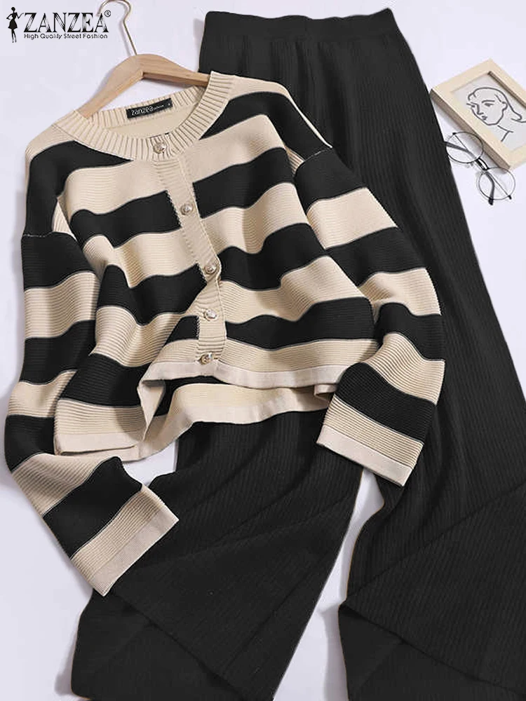 ZANZEA Women Spring 2pcs Pant Sets Casual Loose Buttons Striped Tops Suit Holiday Solid Long Pant Outfits 2025 Matching Suits
ZANZEA Women Spring 2pcs Pant Sets Casual Loose Buttons Striped Tops Suit Holiday Solid Long Pant Outfits 2025 Matching Suits