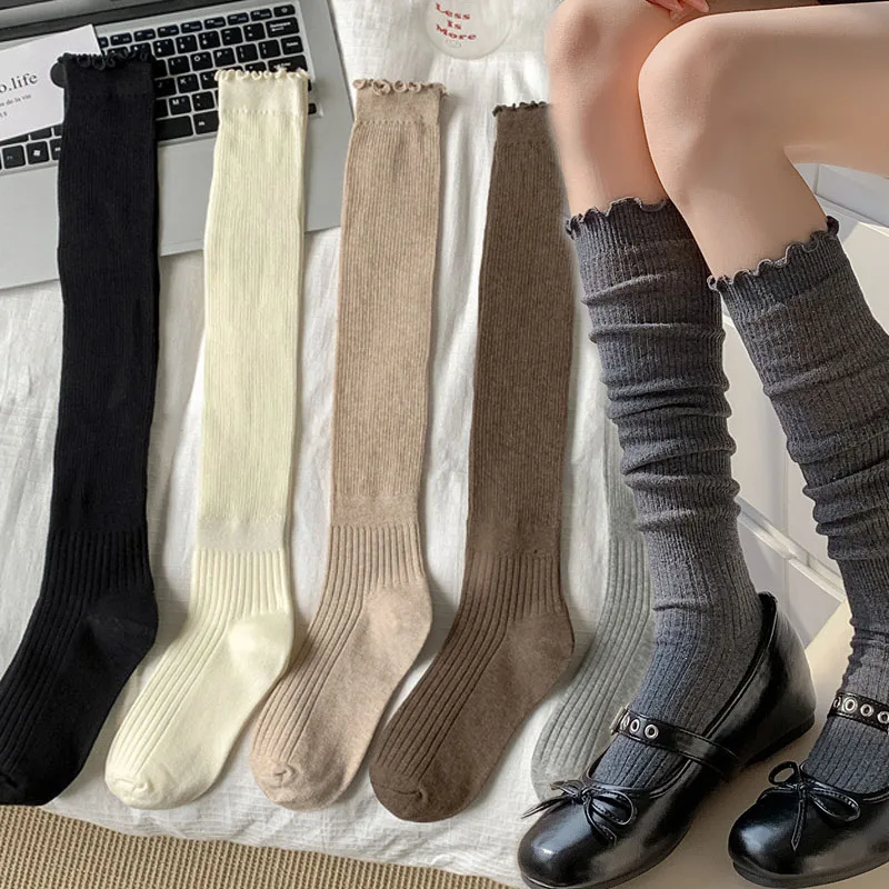 Autumn Winter Long Stockings for Women Lolita Wood Ear Edge Breathable Socks Solid Color Mesh Hollow Loose Stacked Knee-socks
Autumn Winter Long Stockings for Women Lolita Wood Ear Edge Breathable Socks Solid Color Mesh Hollow Loose Stacked Knee-socks