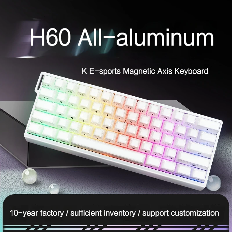 H60 Aluminum Pile Magnetic Axis Gaming Keyboard Controller Customized 61 Transparent Crystal Keycap Wired Rgb Keyboards
H60 Aluminum Pile Magnetic Axis Gaming Keyboard Controller Customized 61 Transparent Crystal Keycap Wired Rgb Keyboards