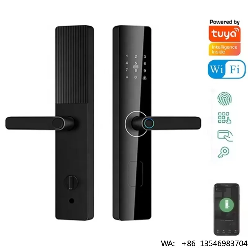 Factory Price Handle WiFi Fingerprint Digital Password Rfid Lock App Smart Door Lock for Wooden Door Apartment Home Room
Factory Price Handle WiFi Fingerprint Digital Password Rfid Lock App Smart Door Lock for Wooden Door Apartment Home Room