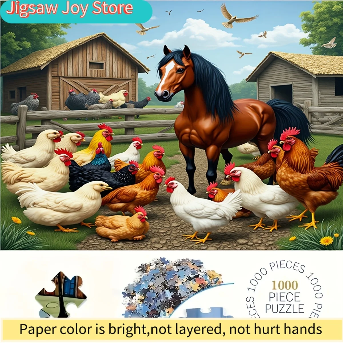 New Product: 1 Box of Horse and Chicken Scene Puzzle, 50*70cm / 19.7*27.6 Inches, Educational Stress-relief DIY for Enthusias
New Product: 1 Box of Horse and Chicken Scene Puzzle, 50*70cm / 19.7*27.6 Inches, Educational Stress-relief DIY for Enthusias