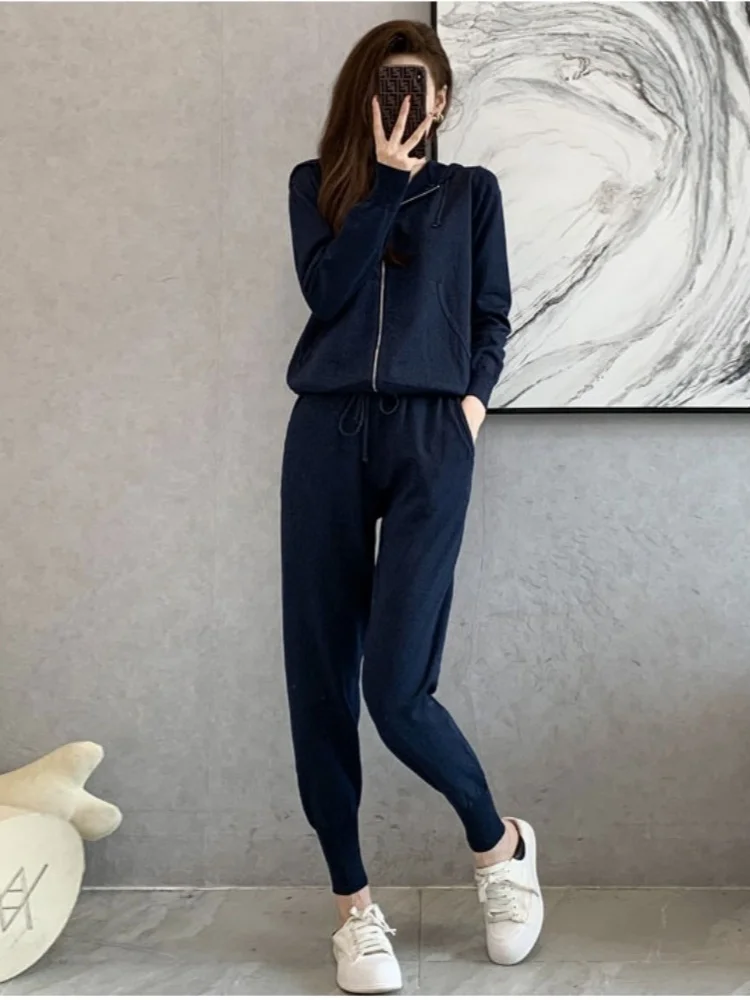 New Autumn Winter European Station Light Luxury Gold Silk Hooded Sweatshirt Pants Two-Piece Set Sports Leisure Knitted Outfits
New Autumn Winter European Station Light Luxury Gold Silk Hooded Sweatshirt Pants Two-Piece Set Sports Leisure Knitted Outfits