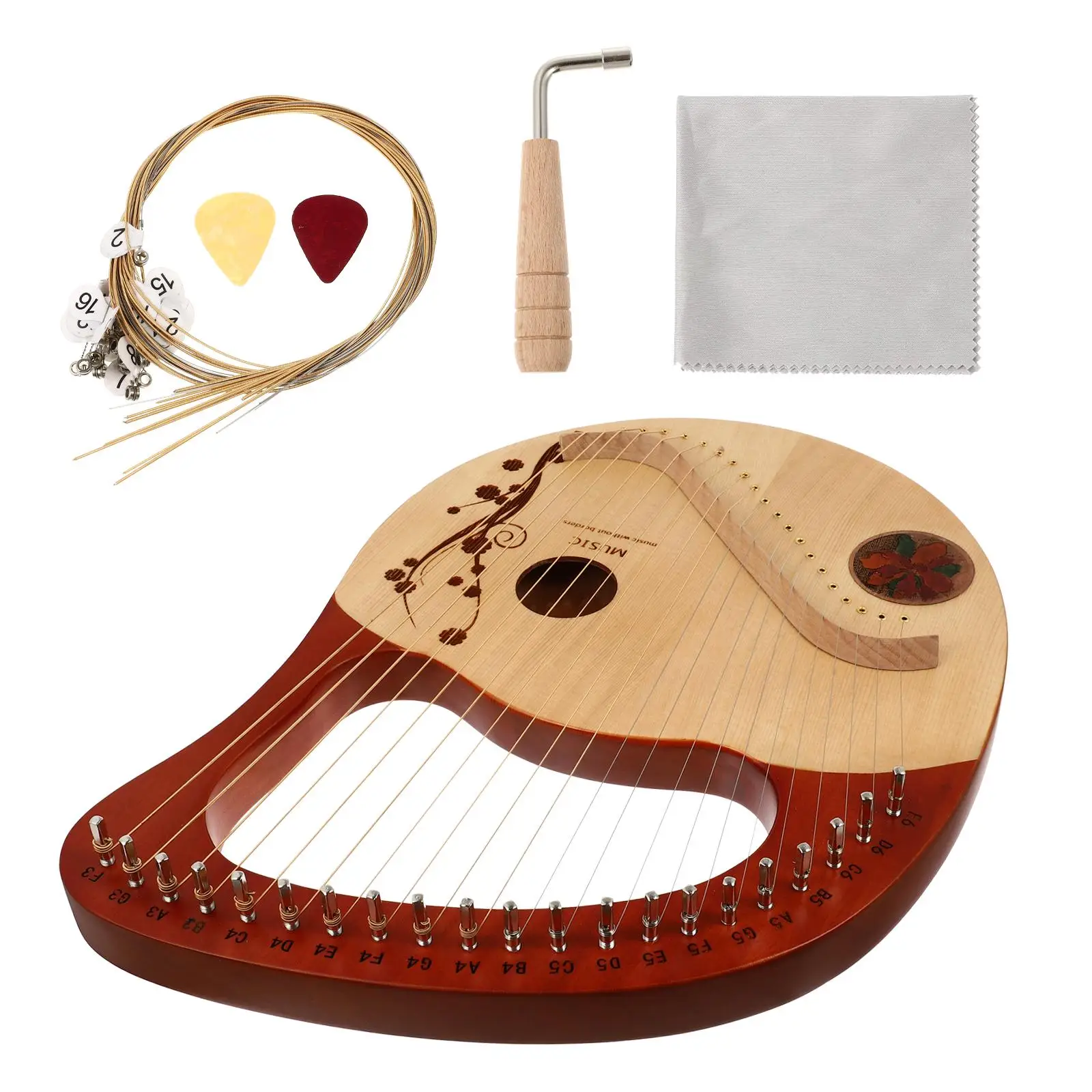 21 String Portable Harp Wood Lyre Instrument Solid Cloud Pine Excellent Tone Handheld Ancient Style Long Lasting for Friends
21 String Portable Harp Wood Lyre Instrument Solid Cloud Pine Excellent Tone Handheld Ancient Style Long Lasting for Friends