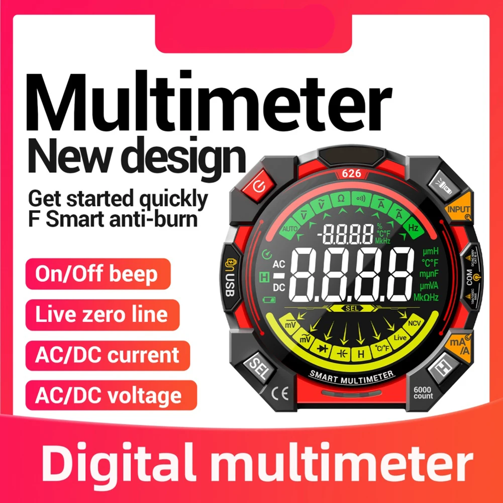 1Pc 626 Digital Multimeter Multifunctional Double Tube Fuse Anti-burning Instrument 9.05*8.9*4cm W/lithium Battery
1Pc 626 Digital Multimeter Multifunctional Double Tube Fuse Anti-burning Instrument 9.05*8.9*4cm W/lithium Battery