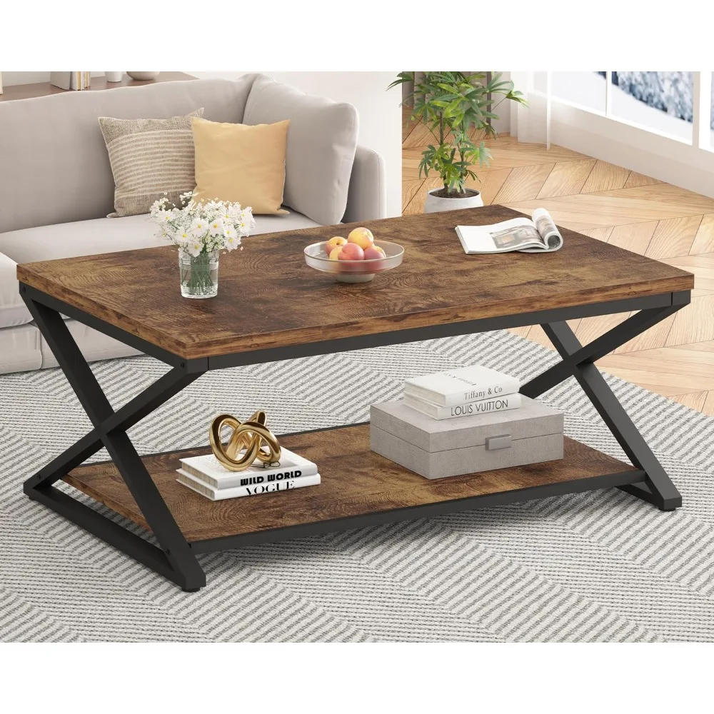 Wood Coffee Table with Storage, Farmhouse Rustic Brown Coffee Table for Living Room, Modern Minimalist 2 Tier Center Table, Sim 
Wood Coffee Table with Storage, Farmhouse Rustic Brown Coffee Table for Living Room, Modern Minimalist 2 Tier Center Table, Sim