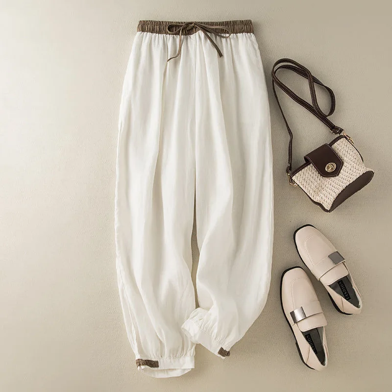 Summer New Arrival Literary Style Casual Versatile Classic White Color-Block Women's Plus Size Tie Elastic Waist Nine-Part Pants
Summer New Arrival Literary Style Casual Versatile Classic White Color-Block Women's Plus Size Tie Elastic Waist Nine-Part Pants