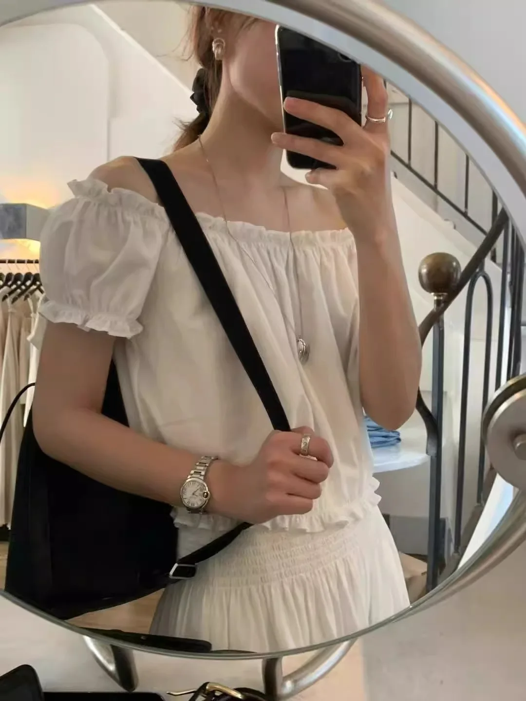Korean Style Short Sleeve Shirt Women's Slim Fit Cotton Bubble Sleeve One Shoulder Ounce Wood Grain Summer New Arrival
Korean Style Short Sleeve Shirt Women's Slim Fit Cotton Bubble Sleeve One Shoulder Ounce Wood Grain Summer New Arrival