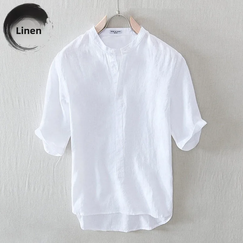 Summer Thin Cotton Linen Loose Fit Short Sleeve Men's T-Shirt White Shirt Youth Citywalk Cleanfit Stand Collar Antifouling
Summer Thin Cotton Linen Loose Fit Short Sleeve Men's T-Shirt White Shirt Youth Citywalk Cleanfit Stand Collar Antifouling
