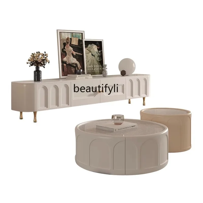 French cream wind TV cabinet solid wood coffee table combination living room light luxury floor cabinet
French cream wind TV cabinet solid wood coffee table combination living room light luxury floor cabinet