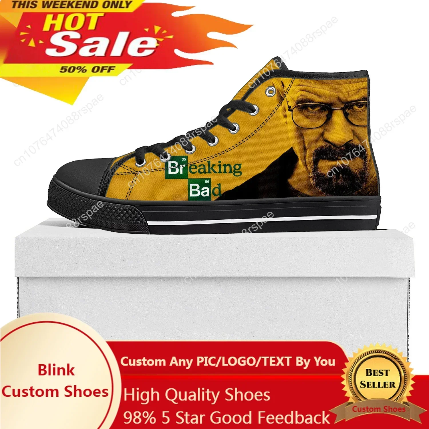 Breaking Bad Heisenberg High Top High Quality Sneakers Mens Womens Teenager Canvas Sneaker Casual Couple Shoes Black
Breaking Bad Heisenberg High Top High Quality Sneakers Mens Womens Teenager Canvas Sneaker Casual Couple Shoes Black