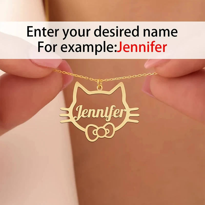Custom Cat's Ears Pendant Name Necklace Stainless Steel Jewelry Personalized Fashionable & Cute Women's Neckalce Mother's Day Gi
Custom Cat's Ears Pendant Name Necklace Stainless Steel Jewelry Personalized Fashionable & Cute Women's Neckalce Mother's Day Gi