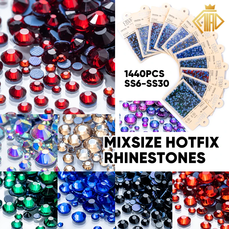 1440pcs Mixsize Hotfix Rhinestones Flatback Round High Quality Glass Crystal for Clothing Craft DIY Rhinestone Decoration
1440pcs Mixsize Hotfix Rhinestones Flatback Round High Quality Glass Crystal for Clothing Craft DIY Rhinestone Decoration