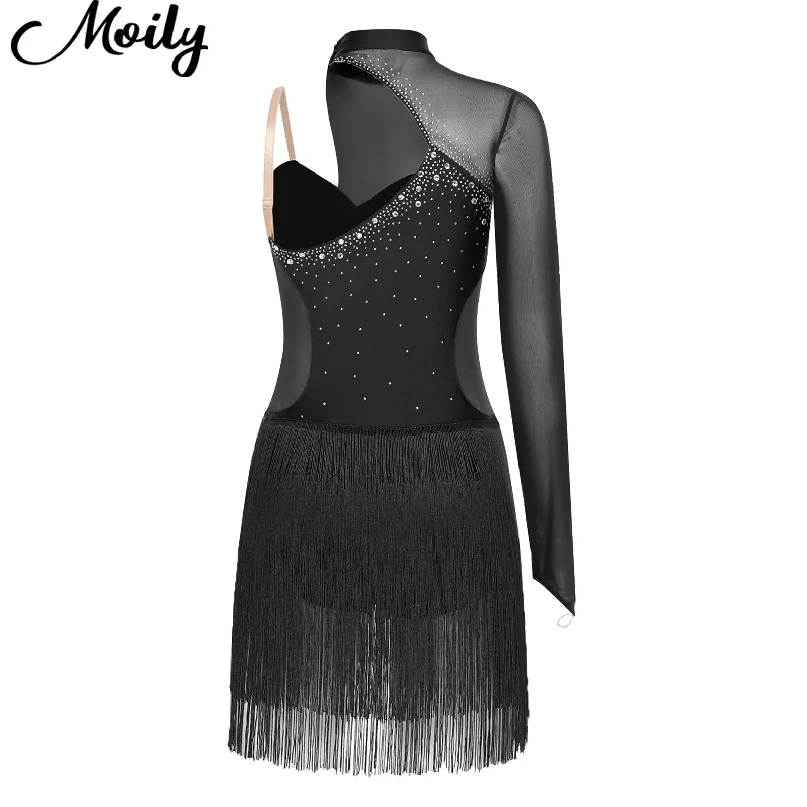 Fashionable Womens Latin Tango Dance Costume Adult Stage Dancewear Cutout Back Shiny Rhinestones Mesh Asymmetrical Fringed Dress
Fashionable Womens Latin Tango Dance Costume Adult Stage Dancewear Cutout Back Shiny Rhinestones Mesh Asymmetrical Fringed Dress