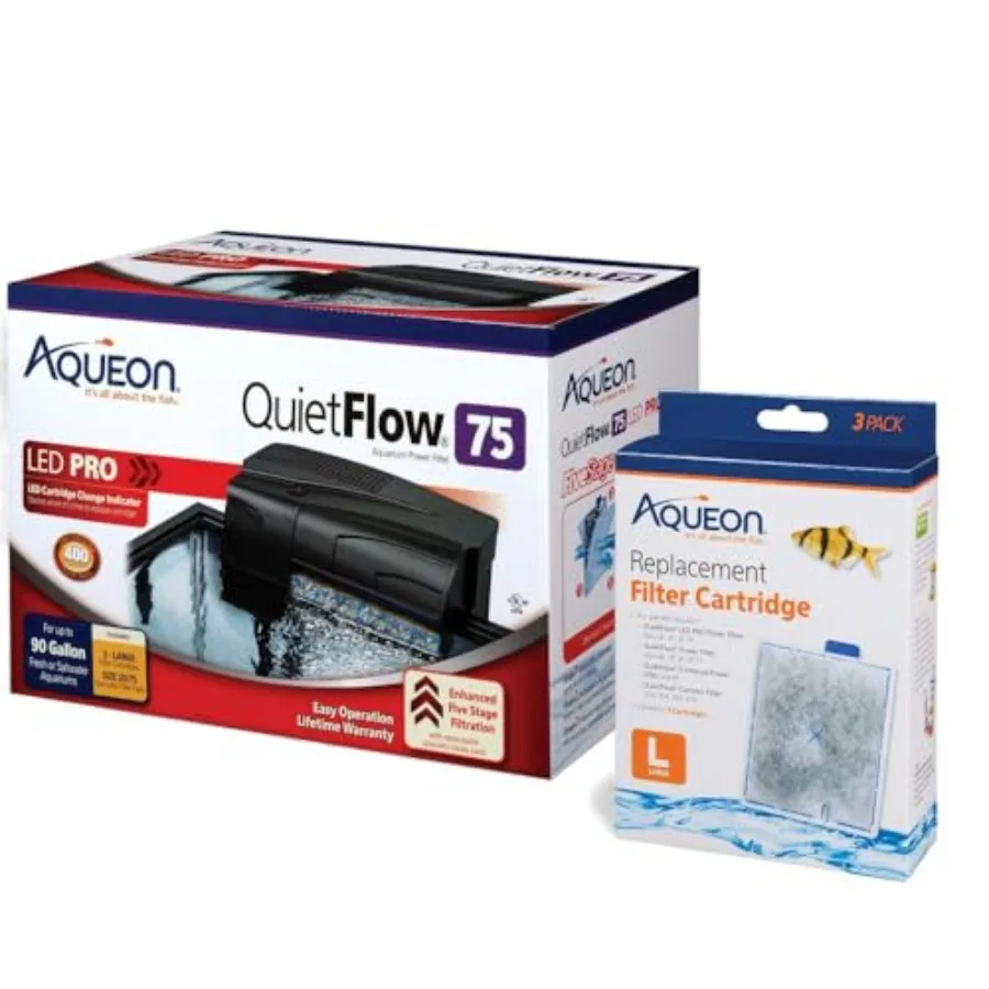 QuietFlow Power Aquarium Filter and 3 Replacement Aquarium Filter Cartridges 400 GPH
QuietFlow Power Aquarium Filter and 3 Replacement Aquarium Filter Cartridges 400 GPH