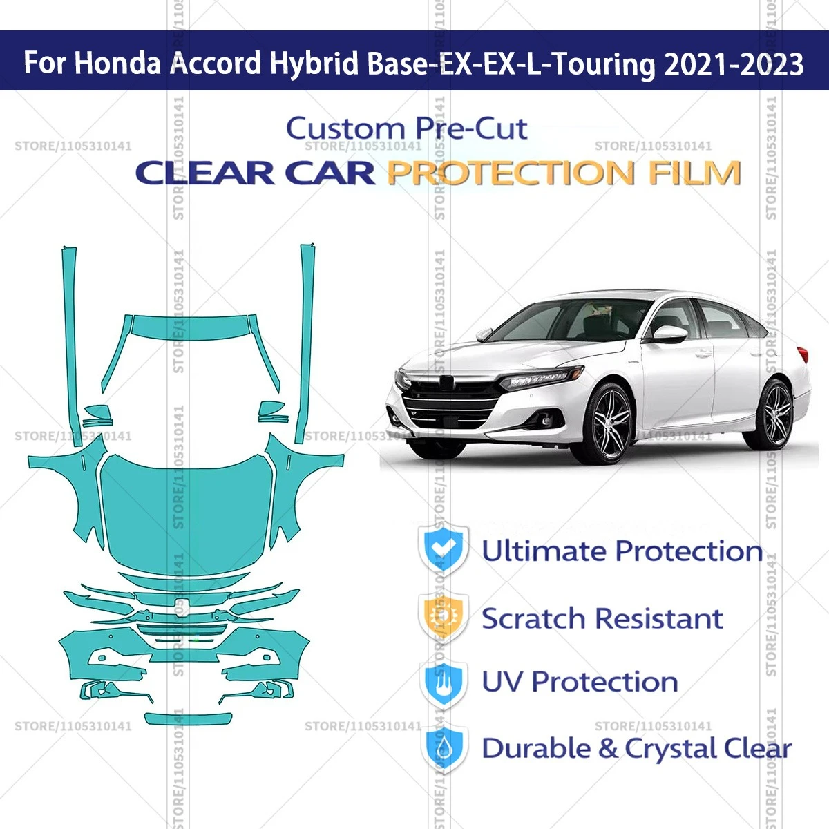 Предварительно нарезанная прозрачная защитная пленка PPF для автомобилей, автомобильная пленка PPF для Honda Accord Hybrid Base-EX-EX-L-Touring 2021-2023
Предварительно нарезанная прозрачная защитная пленка PPF для автомобилей, автомобильная пленка PPF для Honda Accord Hybrid Base-EX-EX-L-Touring 2021-2023