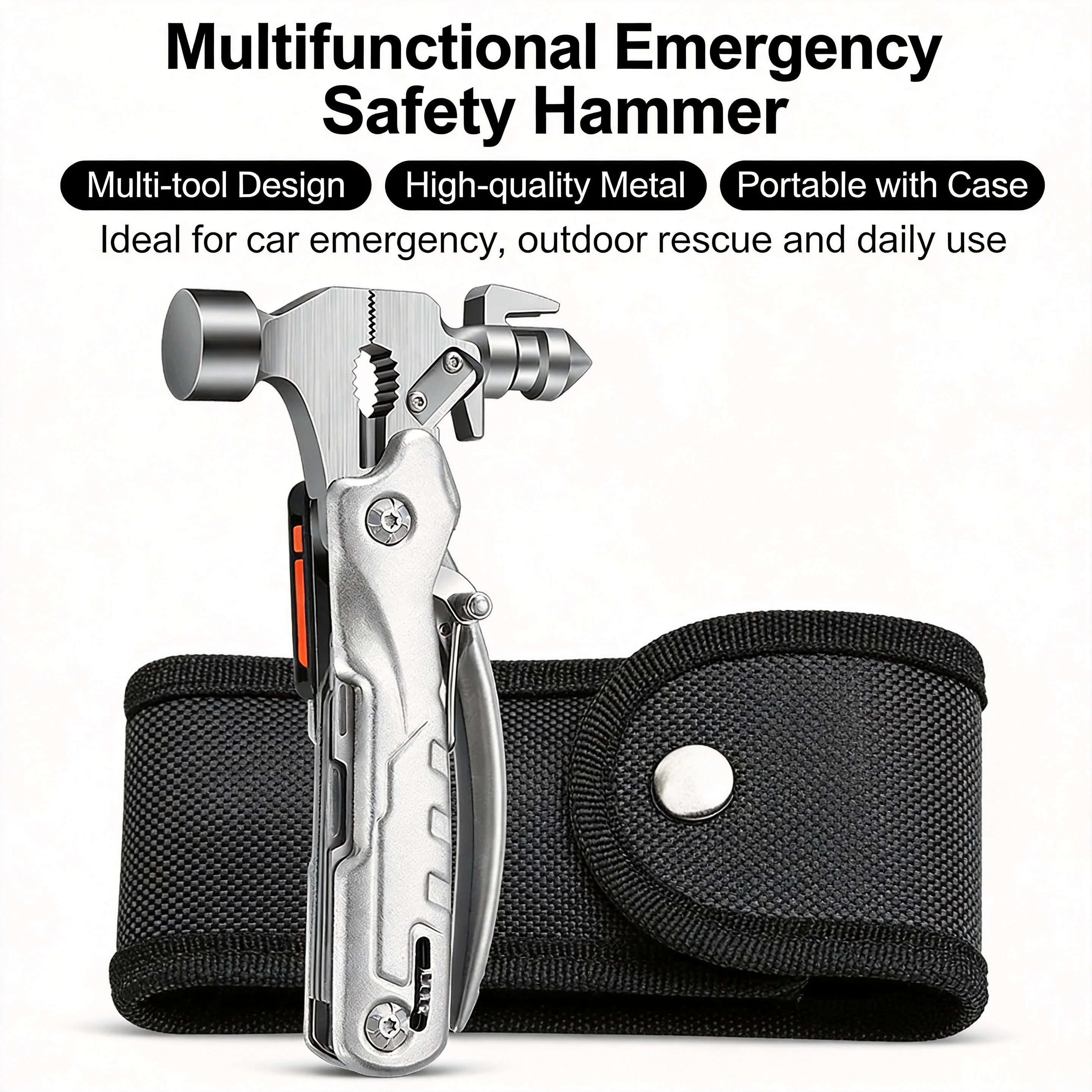 Multifunctional Camping Hammer Pliers, Stainless Steel Nailer Hammer for Woodworking, Outdoor Emergency Tool with Claw
Multifunctional Camping Hammer Pliers, Stainless Steel Nailer Hammer for Woodworking, Outdoor Emergency Tool with Claw