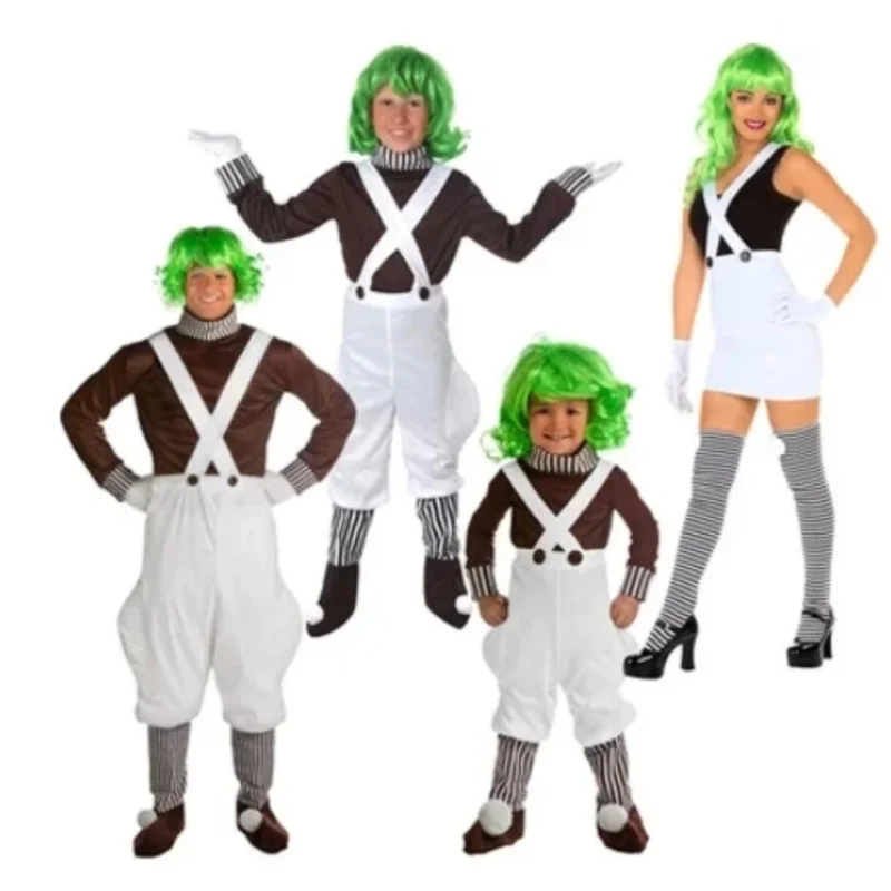 Charlie and chocolate factory workers cosplay costume halloween party Adult Children top quality costumes
Charlie and chocolate factory workers cosplay costume halloween party Adult Children top quality costumes